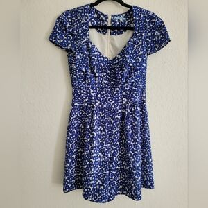 Anthropologie Leifnotes blue and white floral romper | size 4